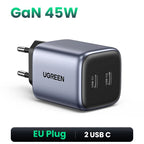 45W Dual USB-C GaN Fast Wall Charger for Smartphones and Tablets