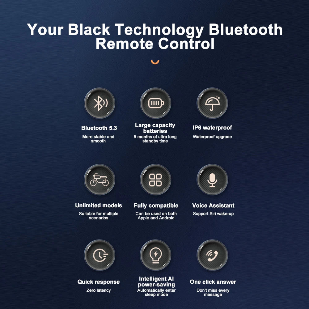 Wireless Bluetooth 5.3 Motorcycle Handlebar Media Remote Controller