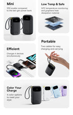 22.5W Fast Charging Power Bank with Built-in Cables