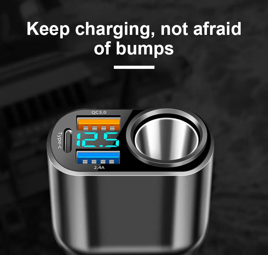 120W 4-in-1 Fast Car Charger with Dual USB and Type-C - 11