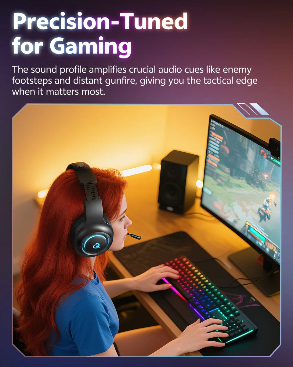 Wireless Gaming Headset with 7.1 Surround Sound and Bluetooth 6.0 - 11