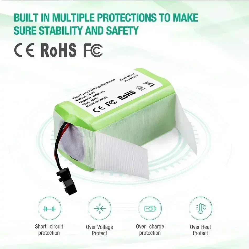 14.4V 6800mAh Rechargeable Replacement Battery for Robot Vacuums