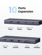 10-in-1 USB-C Docking Station with Dual 4K 60Hz HDMI and 100W PD