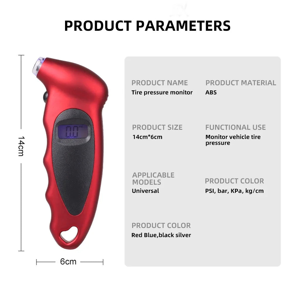 Digital Tire Pressure Gauge for Cars, Motorcycles, and Bicycles - 6