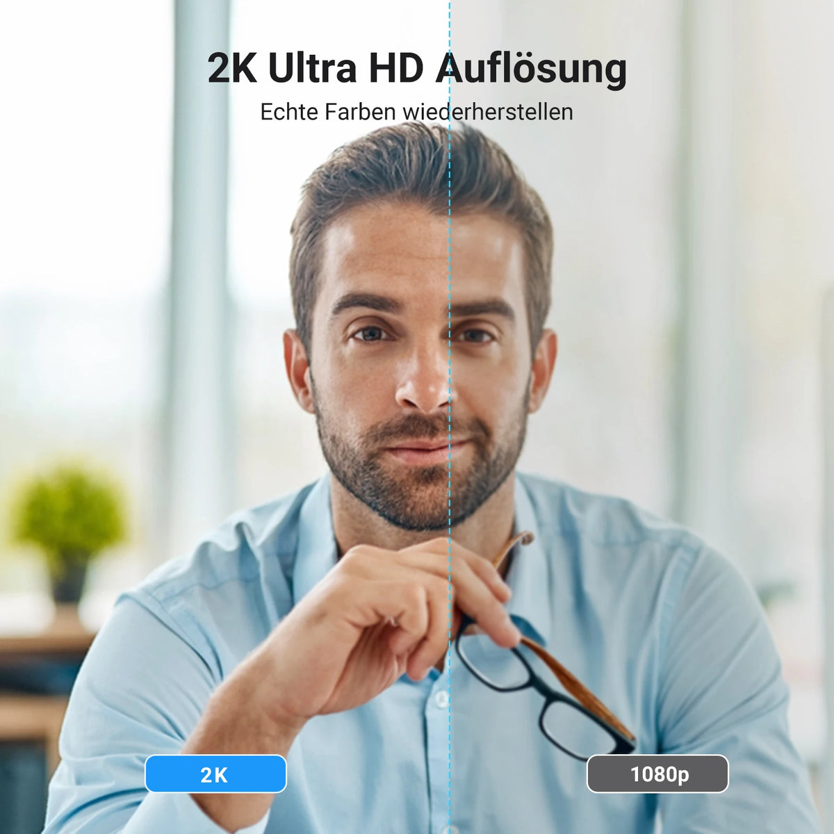 2K HD USB Webcam with Dual Microphones for Streaming and Video Calls