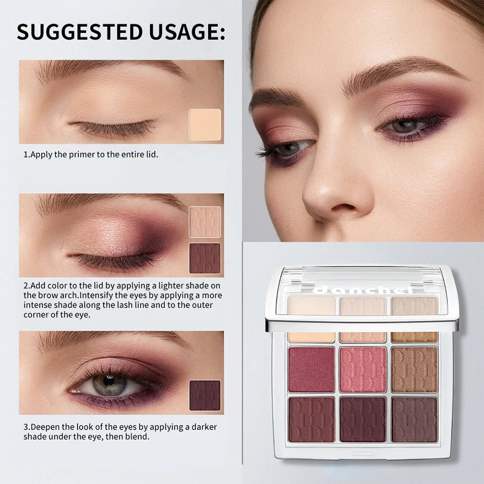 9-Color Eyeshadow Palette with Makeup Brush - 16