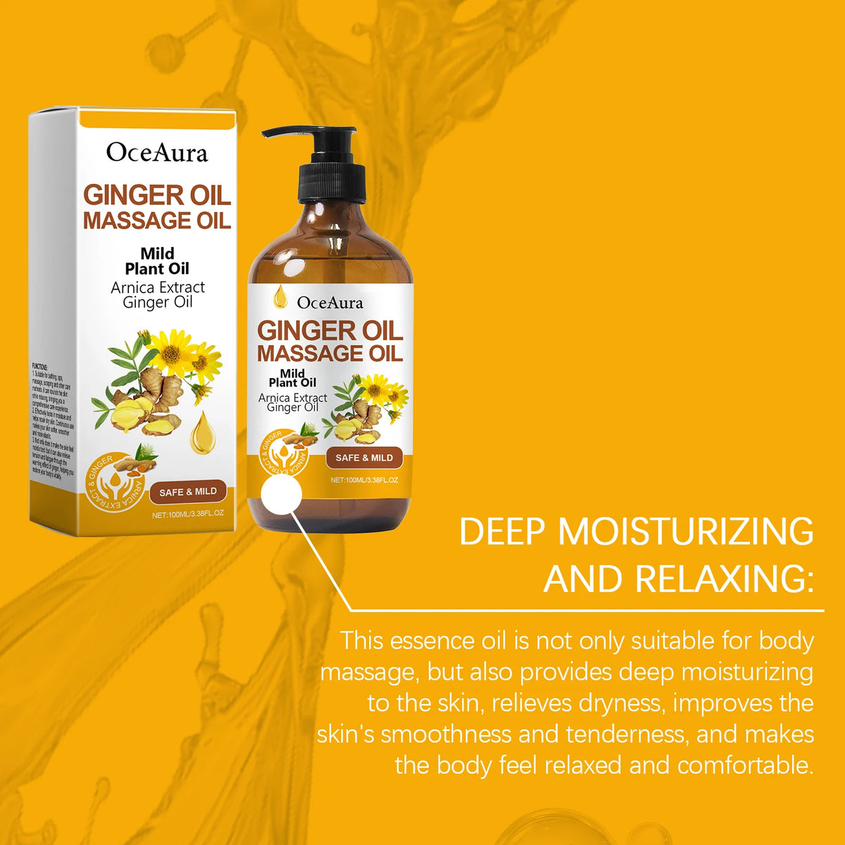 Ginger Essential Oil Body Massage Oil for Muscle Relief