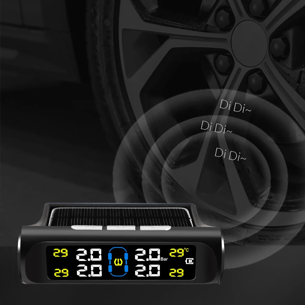 Solar Tire Pressure Monitoring System with 4 Wireless Sensors - 5