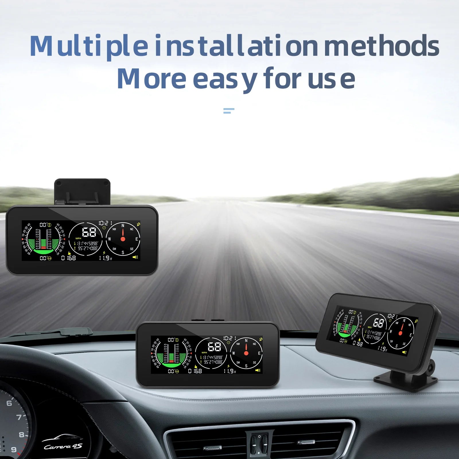 M60 GPS Car HUD Inclinometer Speedometer Voltage Monitor Clock