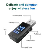 USB Bluetooth 5.6 FM Transmitter Receiver with LED Display for Car Radio