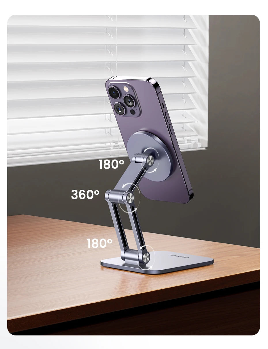 Adjustable Magnetic Aluminum Phone Stand for Desk