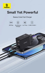30W Fast USB Wall Charger with Type-C and Dual USB Ports