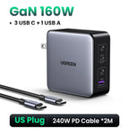 160W GaN Fast Charger for Laptops and Smartphones