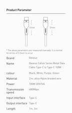 100W USB-C to USB-C Fast Charging and Data Cable