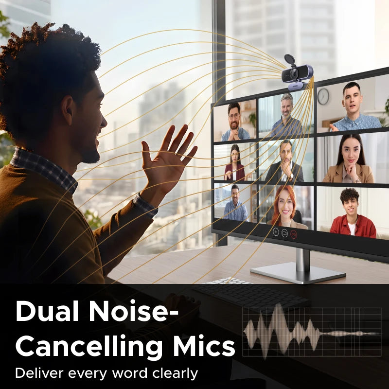 4K UHD USB Webcam with Dual Microphones for Video Calling - 4