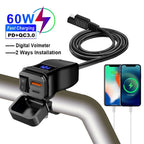 Motorcycle 100W Bidirectional USB Charger with Voltmeter and Switch