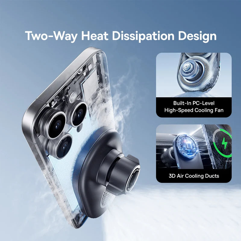 25W Magnetic Wireless Car Charger with Cooling Fan - 4