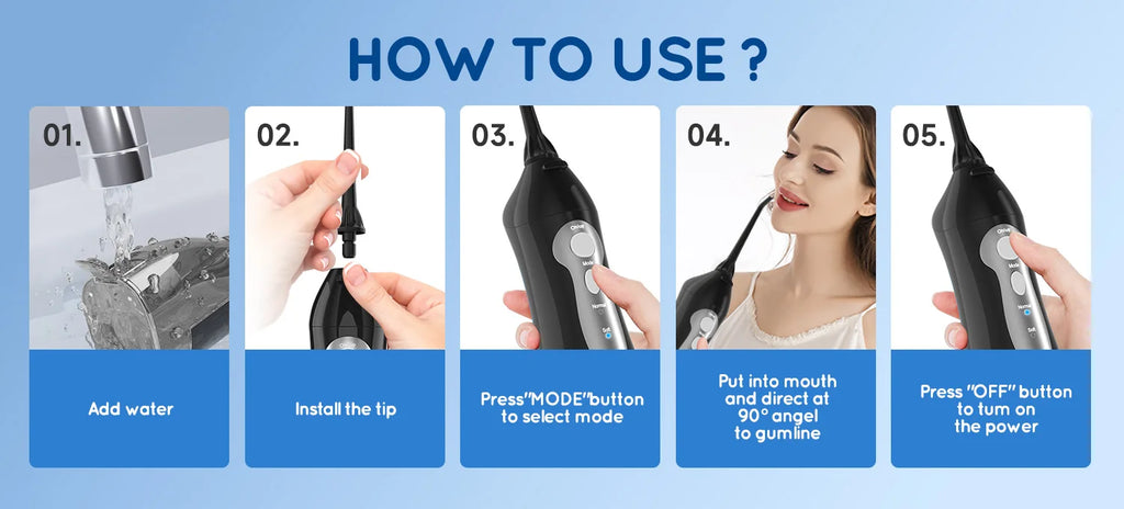 Portable Rechargeable Electric Water Flosser for Teeth Cleaning