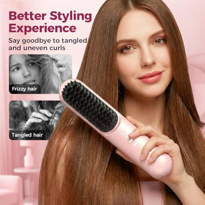 Fast Heating Cordless Hair Straightening Brush - 2