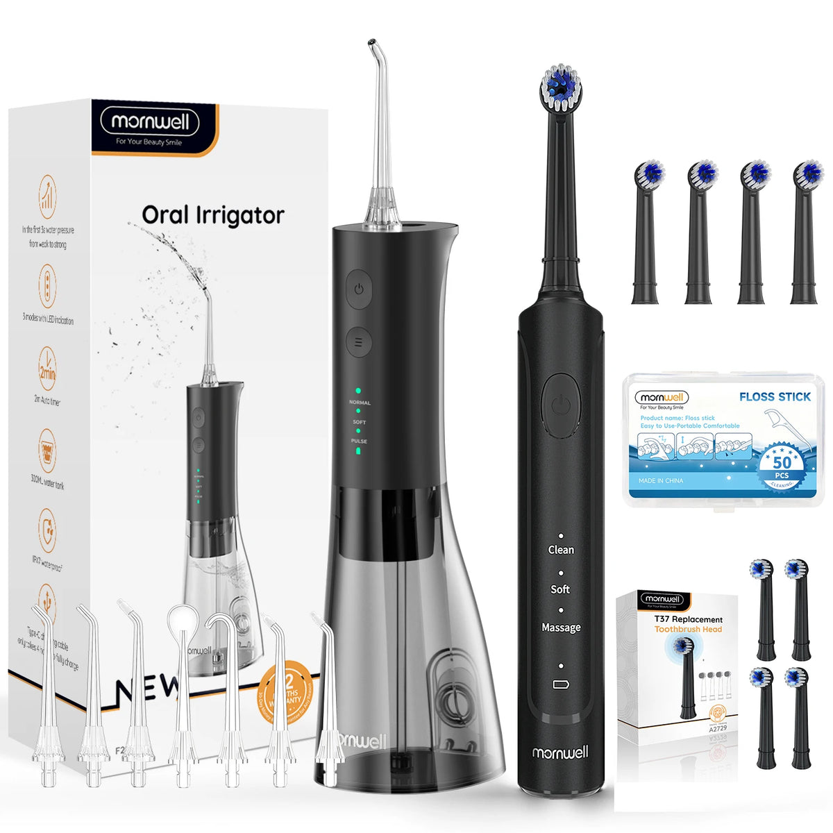 Portable Oral Irrigator and Electric Toothbrush Cleaning Kit