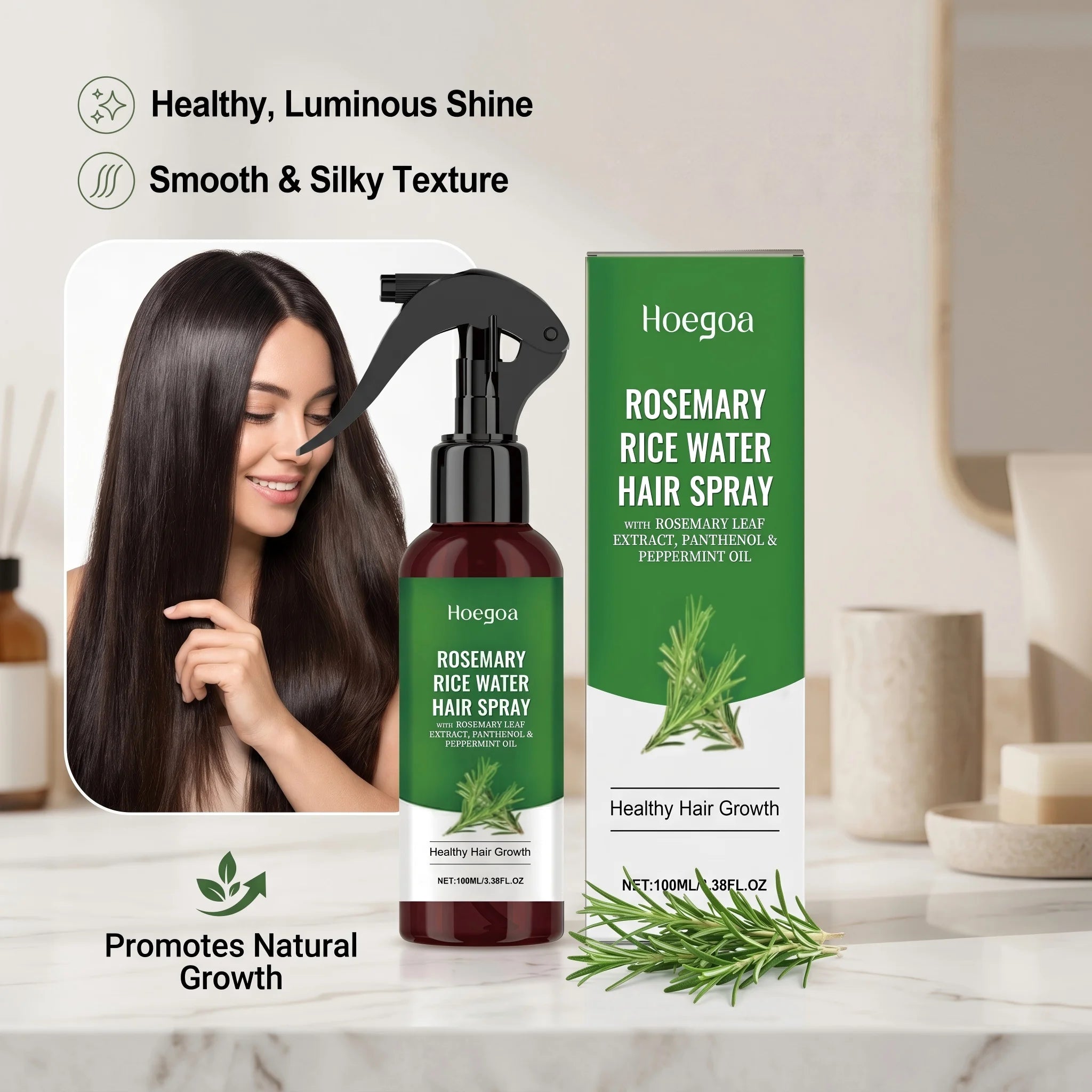 Rosemary Rice Water Hair Growth Spray for Damaged Frizzy Hair - 6