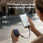 45W Mini Portable Power Bank with Built-in USB-C Cable 10000mAh