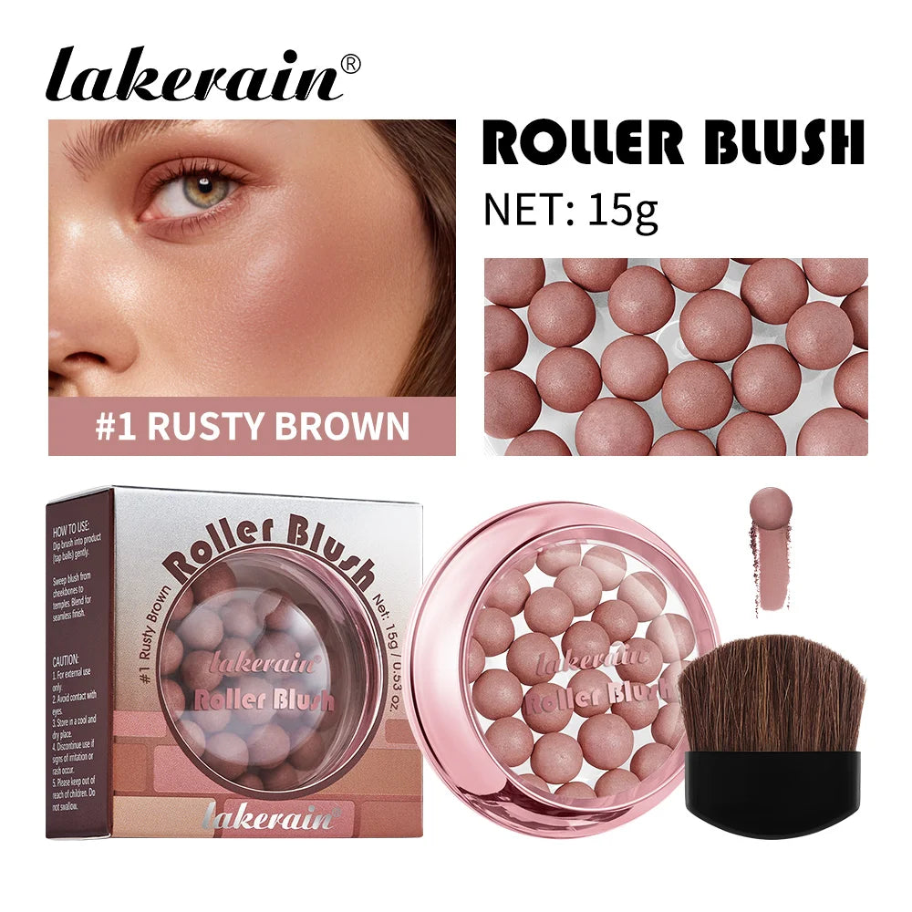 Spherical Powder Bead Blusher for Natural Shimmer Makeup