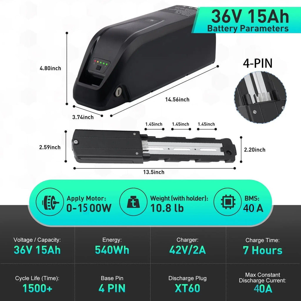 Electric Bicycle Lithium Ion Battery Pack for E-Bike 36V 48V 52V