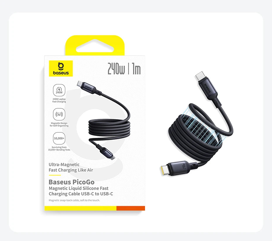 240W Magnetic Fast Charging USB-C Cable for Laptops and Smartphones - 17