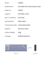 Dual Protocol NVMe/SATA M.2 SSD Enclosure 10Gbps USB 3.2