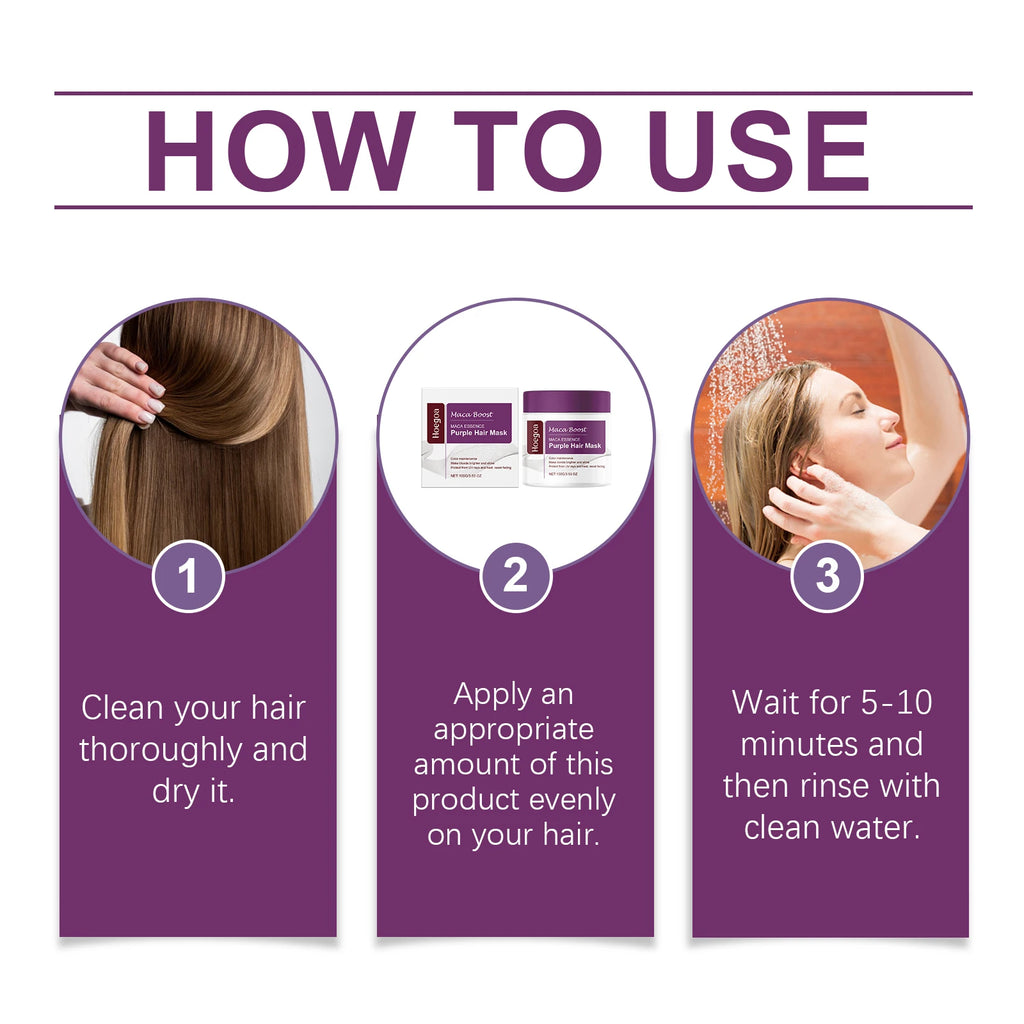 Purple Hair Mask and Shampoo Set for Color Protection and Repair