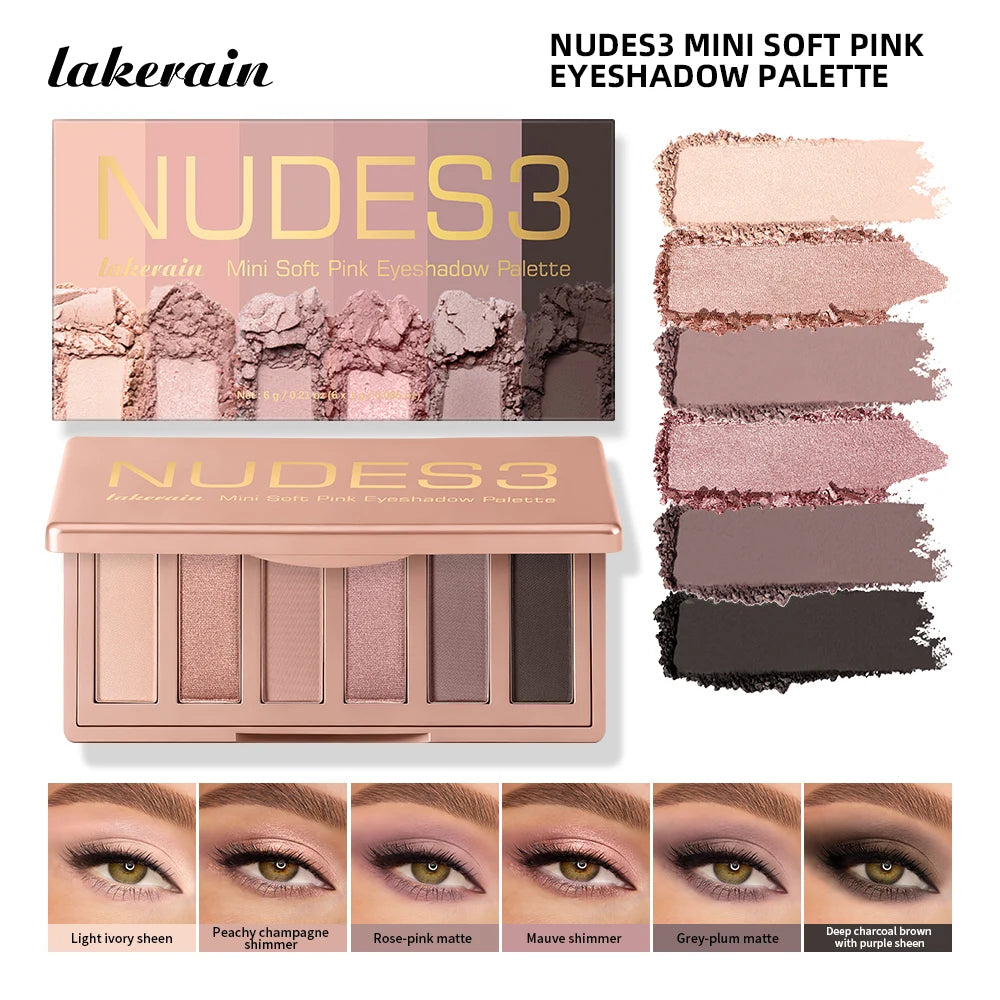 6-Color Soft Pink Neutral Eyeshadow Palette - 19