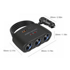 120W 3-Way Car Cigarette Lighter Splitter with USB Fast Charging