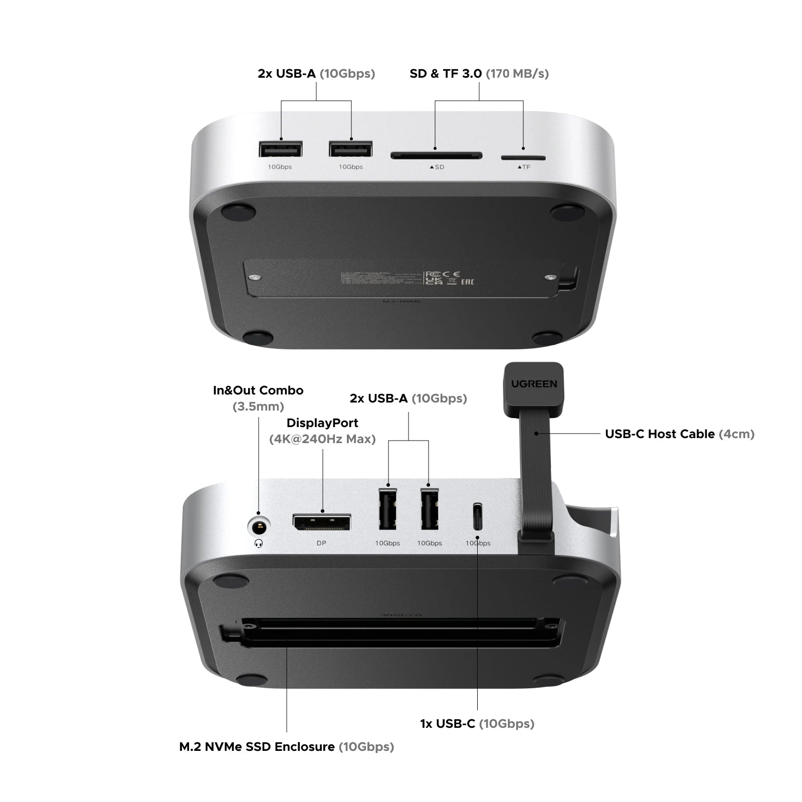 10-in-1 Docking Station for Mac Mini M4 with M.2 NVMe SSD Slot - 2