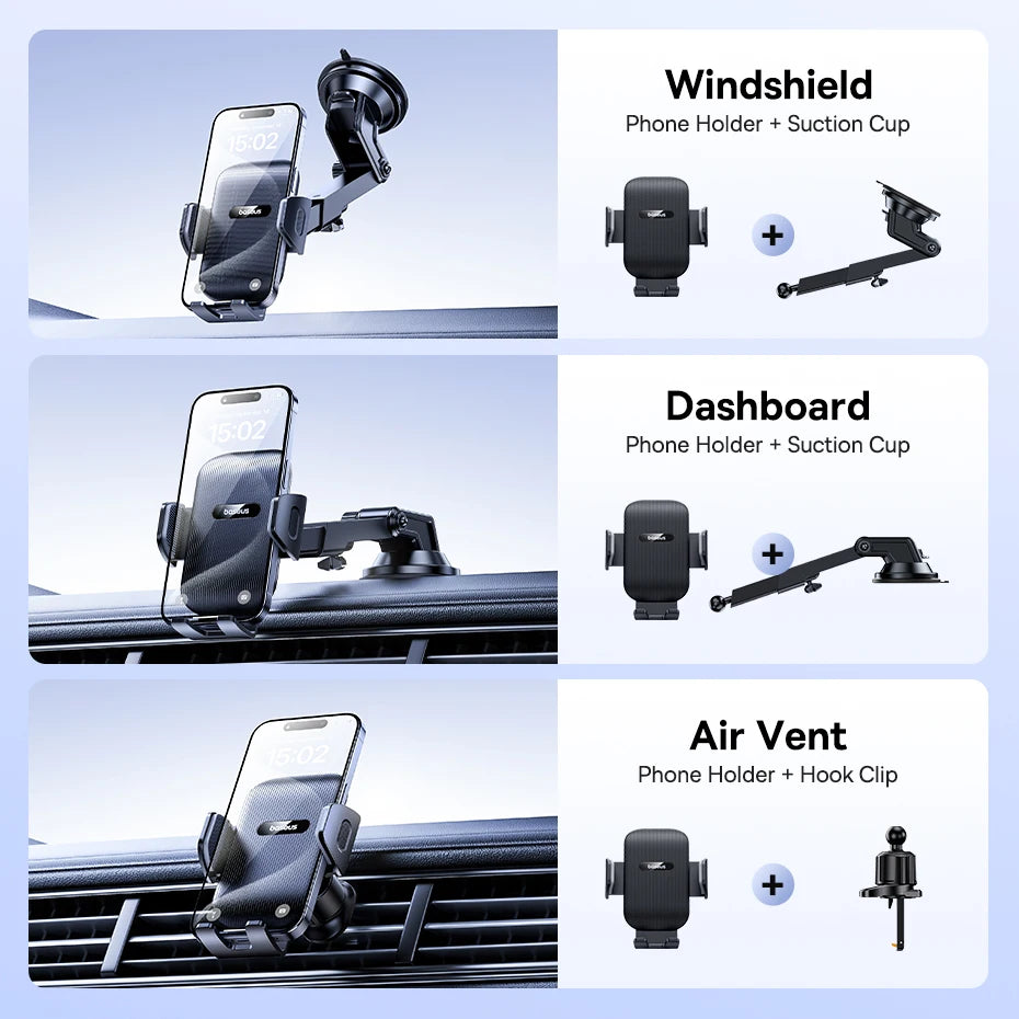 Adjustable Suction Cup Car Phone Holder for Dashboard and Windshield