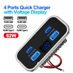 4 Port USB Car Charger with QC3.0 and PD3.0 Fast Charging Socket