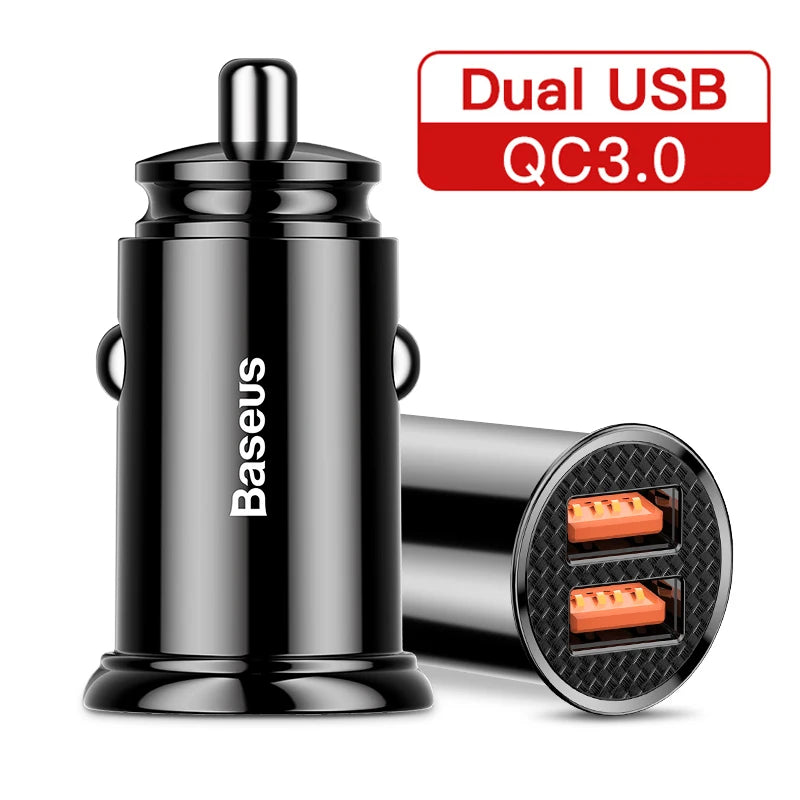 30W Dual Port Fast Car Charger USB and Type-C