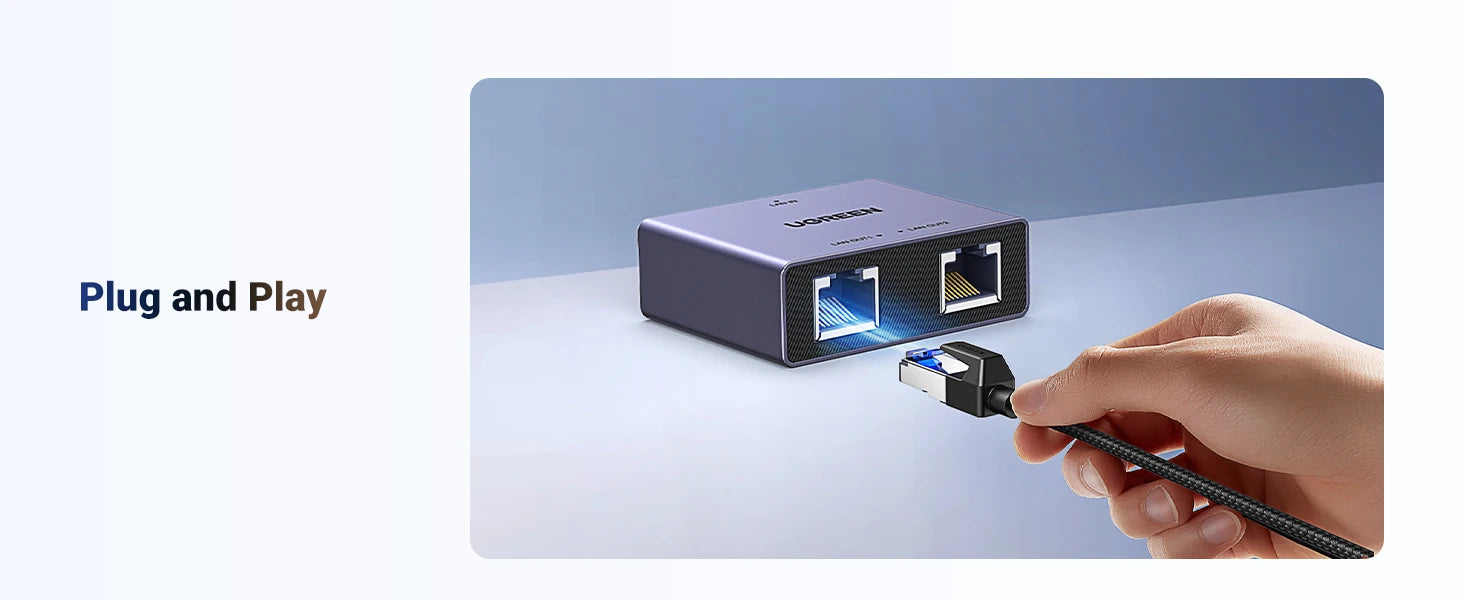 1000Mbps RJ45 Ethernet Splitter 1 to 2 Port Adapter - 12