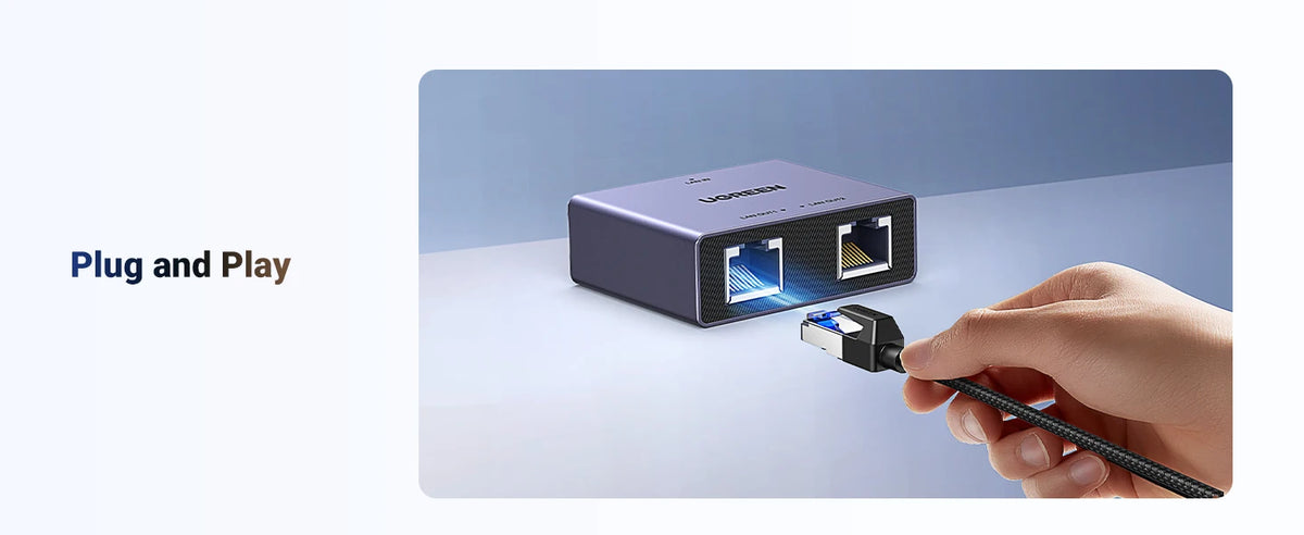 1000Mbps RJ45 Ethernet Splitter 1 to 2 Port Adapter