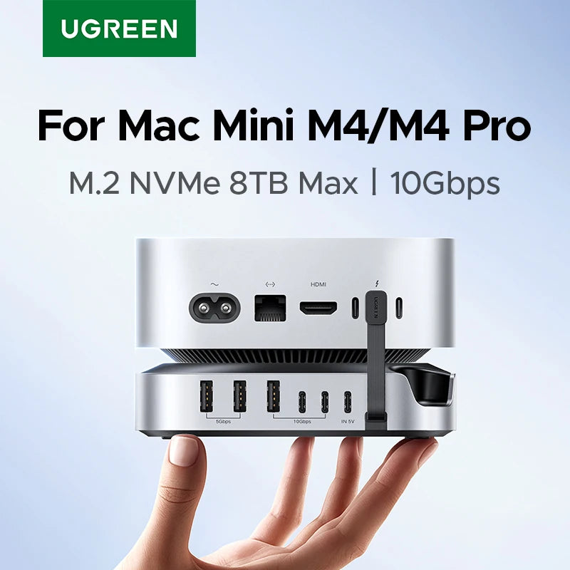 11-in-1 Docking Station with NVMe SSD Slot for Mac Mini M4 - 1