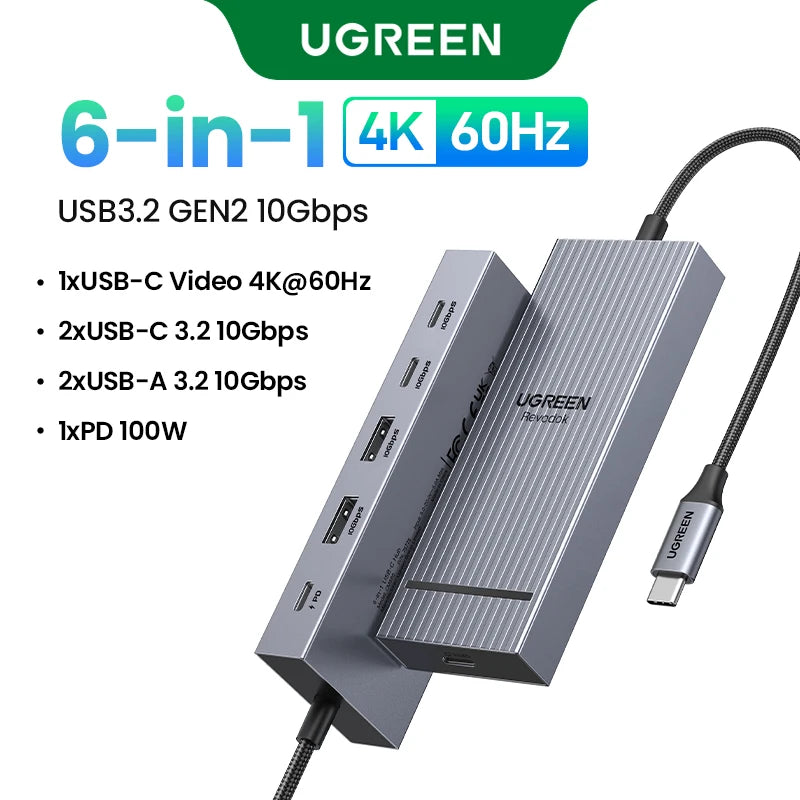 6-in-1 USB-C Hub with 4K 60Hz Video and 100W PD Charging - 19
