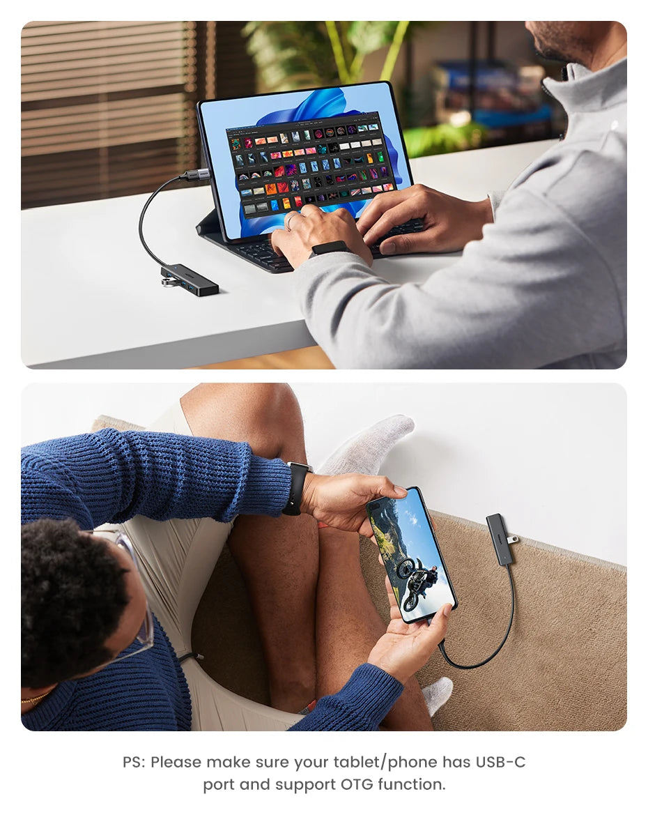 4-Port USB 3.0 Data Hub Splitter for Laptops and Desktop PCs