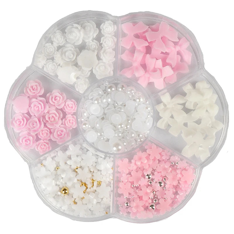 3D Mixed Bowknot and Flower Nail Art Decoration Set