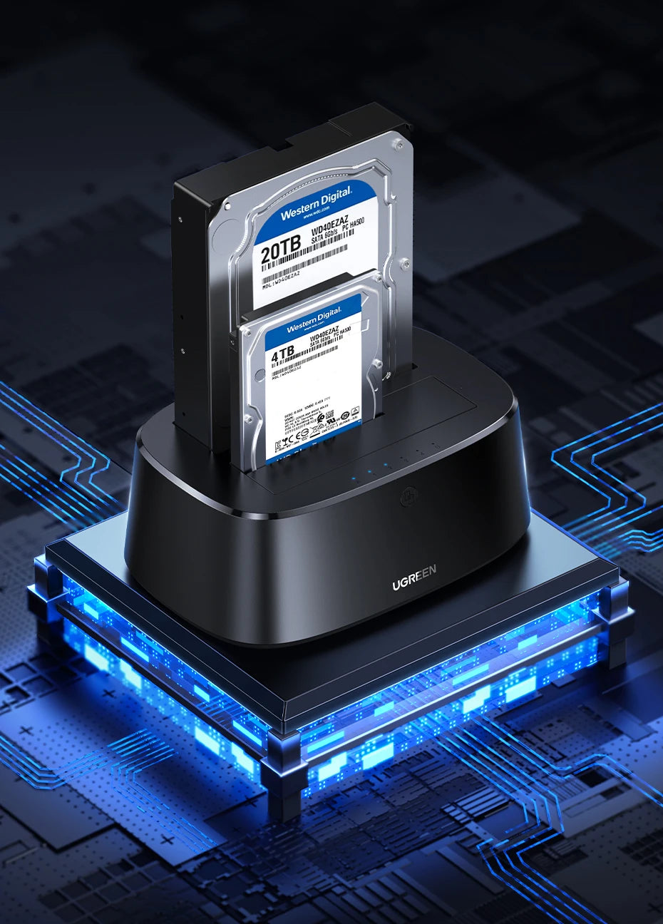 Dual-Bay Hard Drive Docking Station for 2.5/3.5 Inch SATA HDD SSD