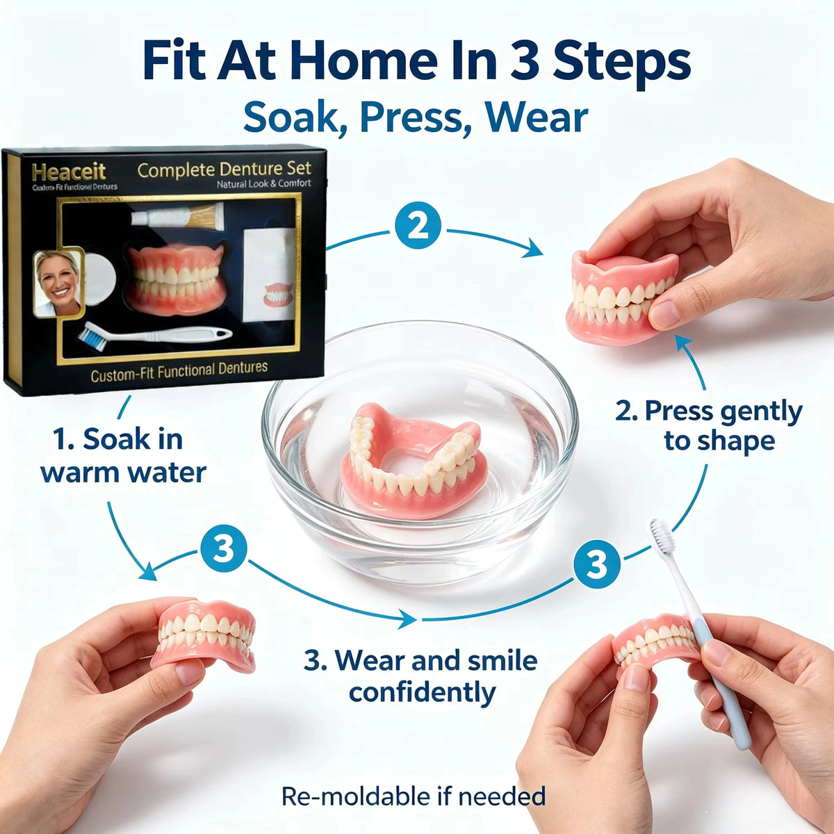 Silicone Full Denture Set for Natural Smile and Comfort