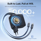 67W GaN Fast Charger with Built-in Retractable Cables