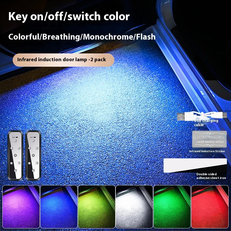 Magnetic LED Car Door Welcome Light with USB Charging and Auto Sensor