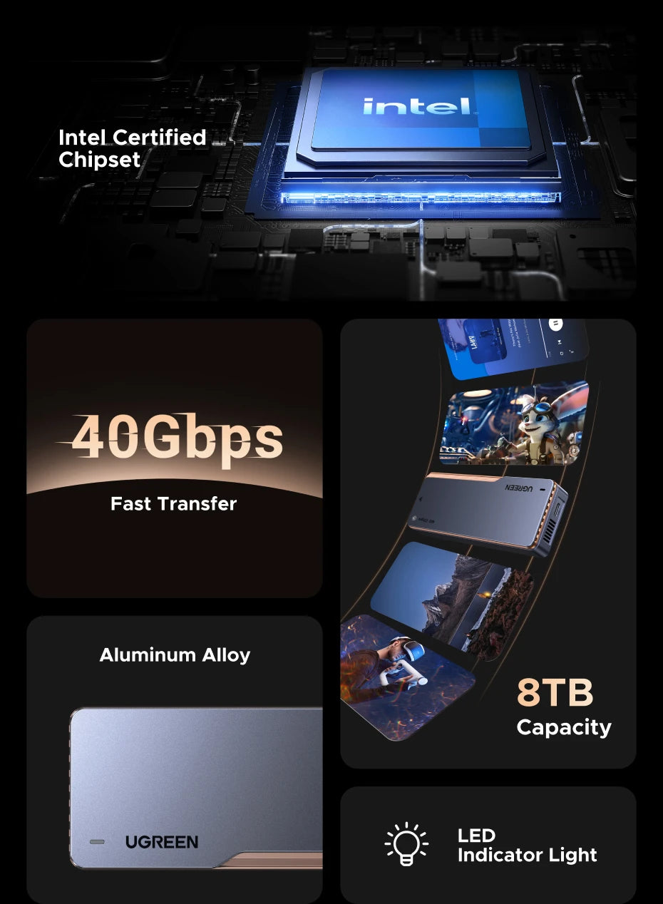 40Gbps USB4 M.2 NVMe SSD Enclosure Adapter - 9