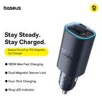 160W Fast Car Charger with Triple USB Ports for Laptops and Phones