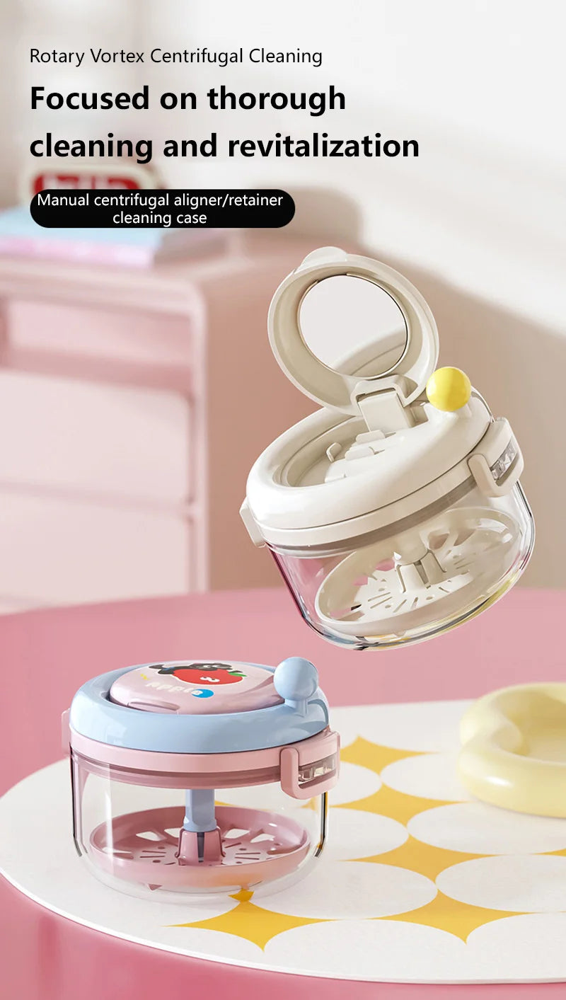 Rotary Denture Cleaning and Storage Container with Drainage Tray - 20